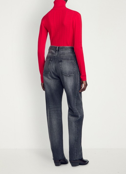 Sandro High waist balloon fit jeans met steekzakken - achterkant 6 donkergrijs