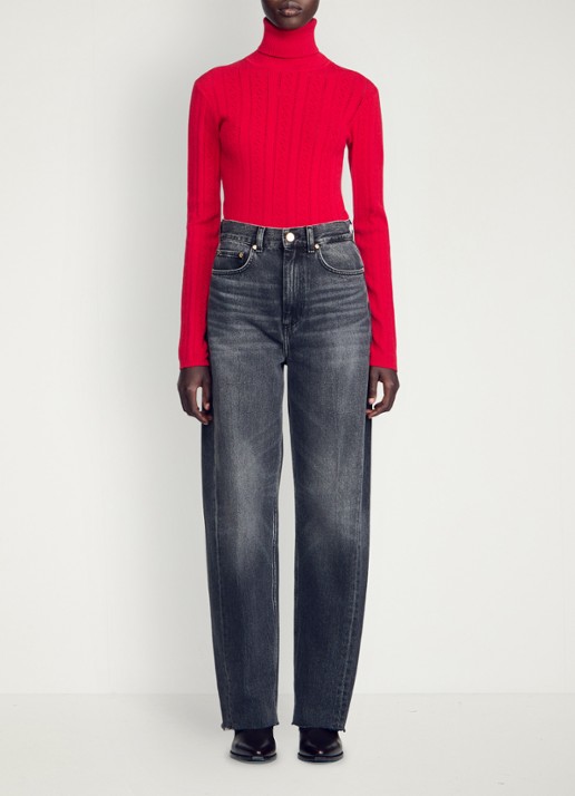 Sandro High waist balloon fit jeans met steekzakken - voorkant 2 donkergrijs