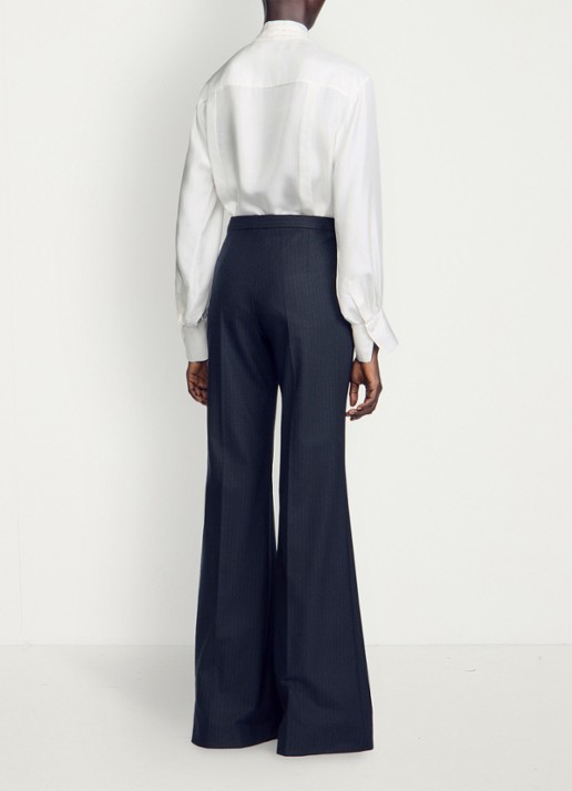 Sandro High waist flared broek in wolblend - achterkant donkerblauw