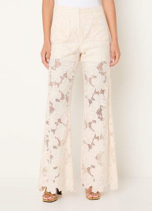 Sandro High waist flared fit broek met broderie