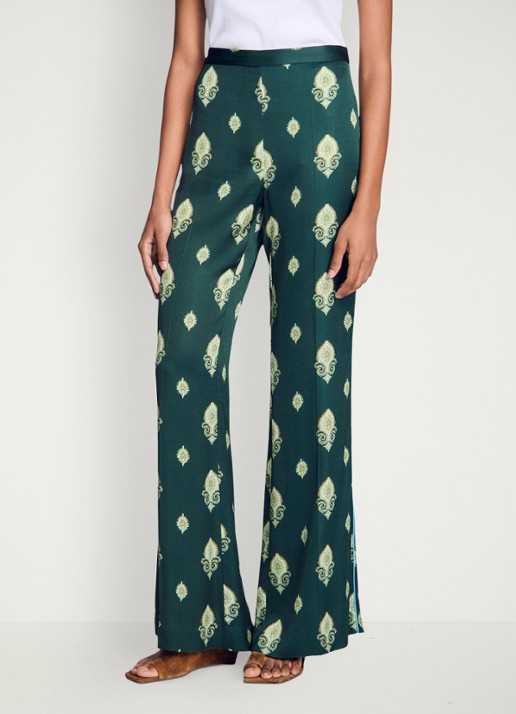 Sandro High waist flared fit broek met paisley print