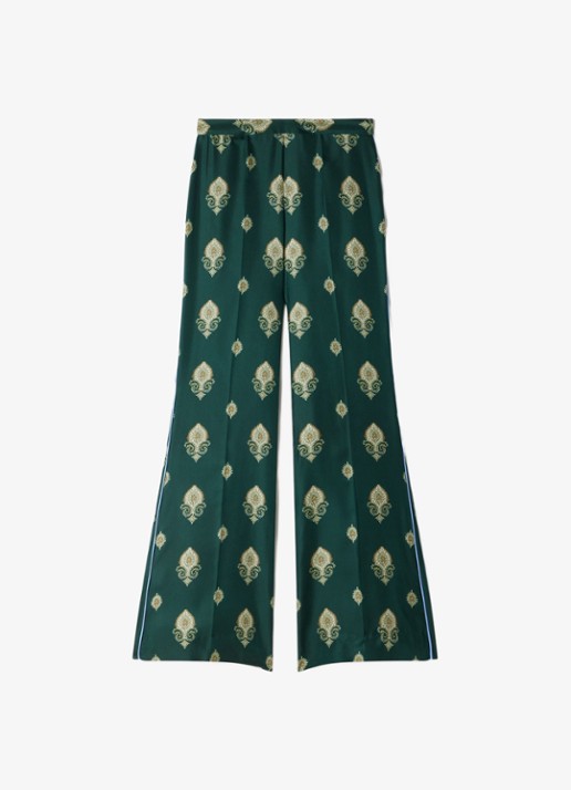 Sandro High waist flared fit broek met paisley print - voorkant 6 groen