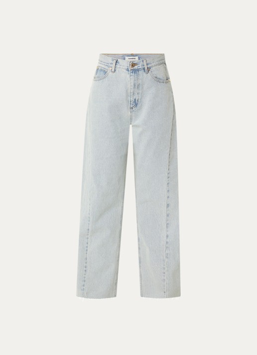 Sandro High waist loose fit jeans met lichte wassing - voorkant 2 indigo
