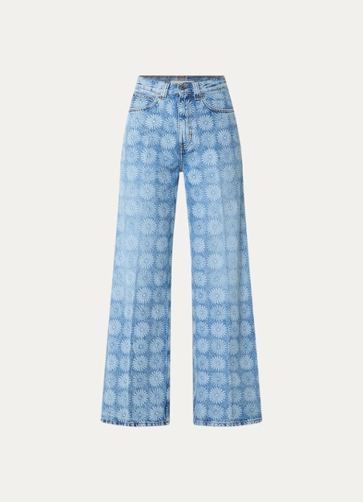 Sandro High waist loose fit jeans met print - voorkant 2 indigo