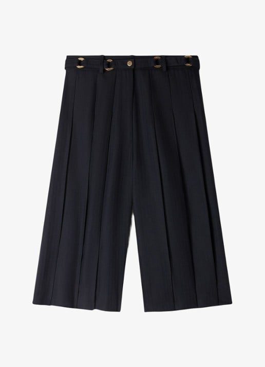 Sandro High waist loose fit korte broek met plooien en afneembare riem