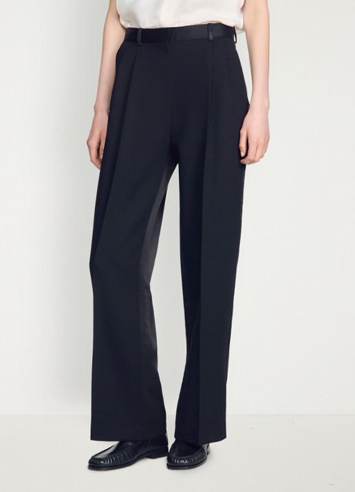 Sandro High waist loose fit pantalon van satijn