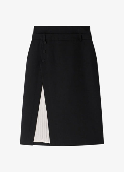 Sandro High waist midi rok van wol met split