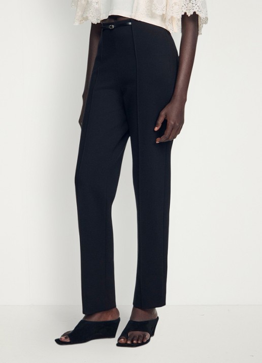 Sandro High waist straight fit broek met ritszakken