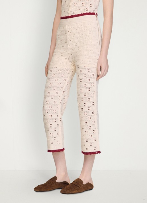 Sandro High waist straight fit broek van crochet
