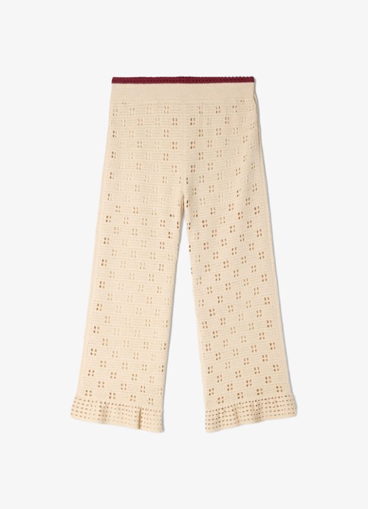 Sandro High waist straight fit broek van crochet - voorkant 6 beige