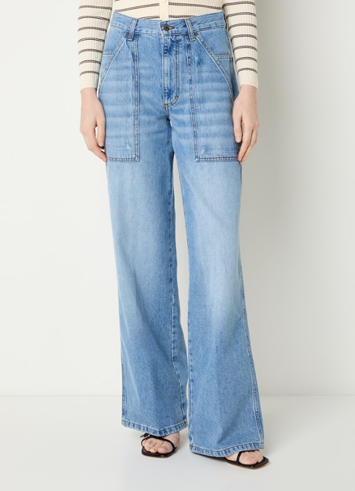 Sandro High waist straight fit jeans met lichte wassing