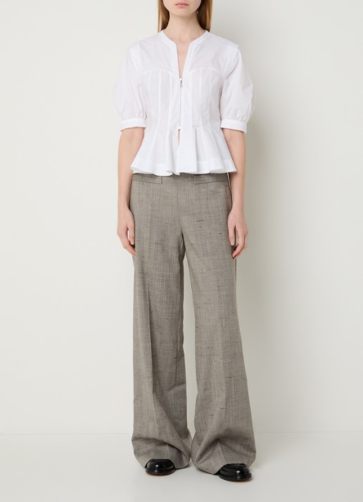 Sandro High waist straight fit pantalon in wolblend - voorkant 4 beige