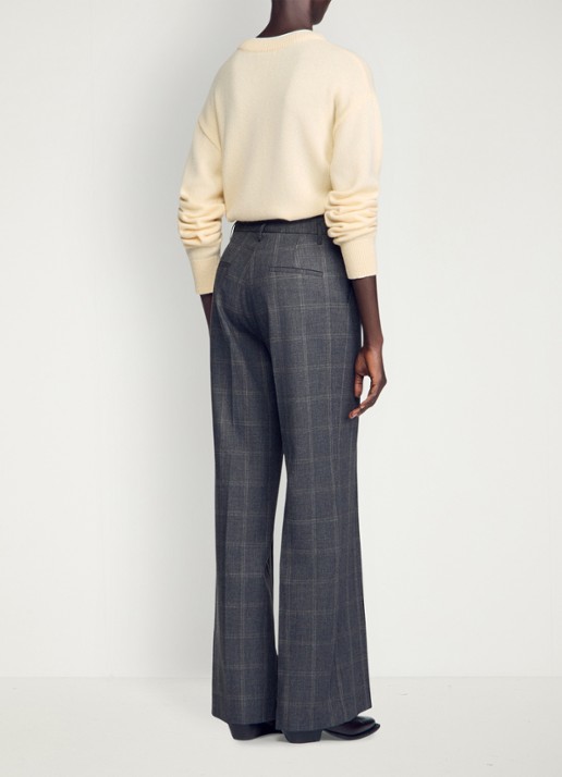 Sandro High waist straight fit pantalon in wolblend - achterkant grijs