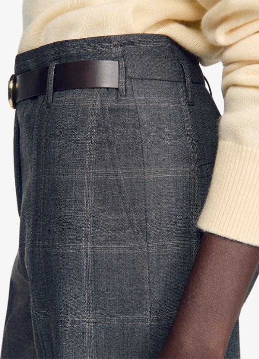 Sandro High waist straight fit pantalon in wolblend - detail 3 grijs
