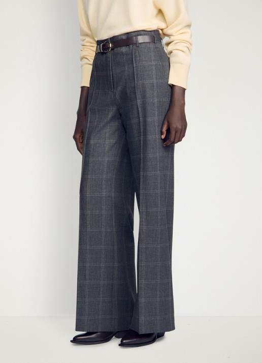 Sandro High waist straight fit pantalon in wolblend - detail 4 grijs