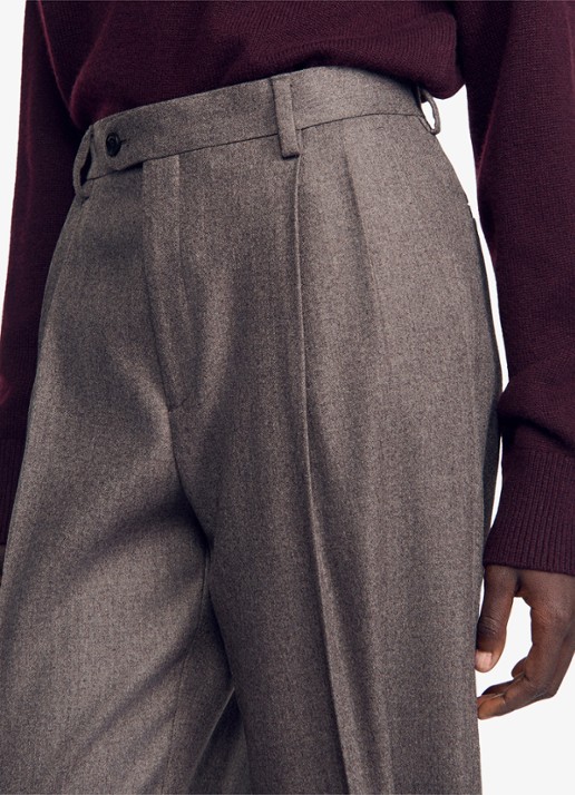 Sandro High waist straight fit pantalon van wol - detail 2 taupe