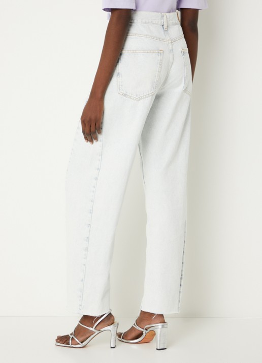 Sandro High waist straight leg jeans met lichte wassing - achterkant 3 indigo