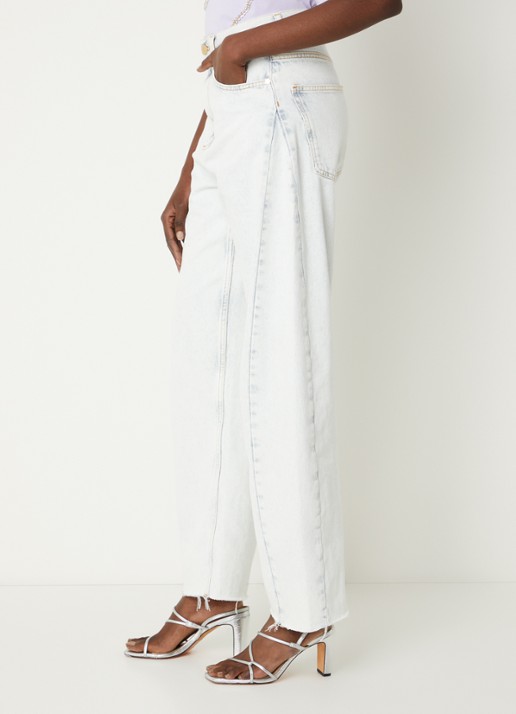 Sandro High waist straight leg jeans met lichte wassing - detail 5 indigo