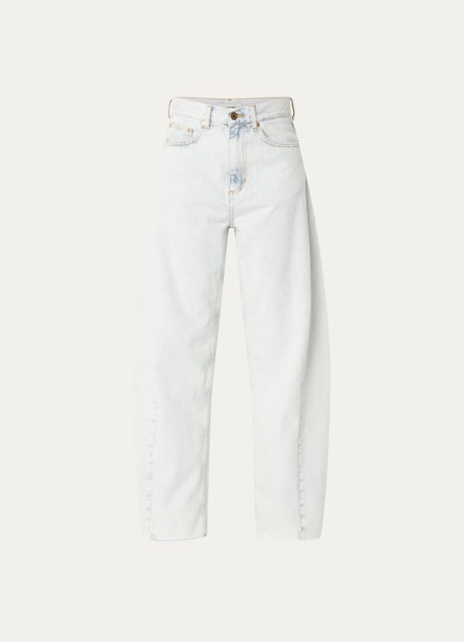 Sandro High waist straight leg jeans met lichte wassing - voorkant indigo