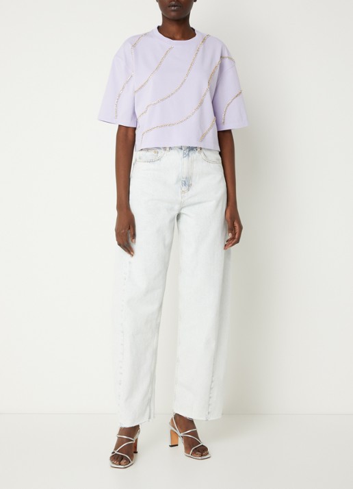 Sandro High waist straight leg jeans met lichte wassing - voorkant 2 indigo