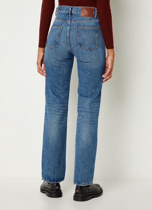 Sandro High waist straight leg jeans met medium wassing - achterkant 3 indigo