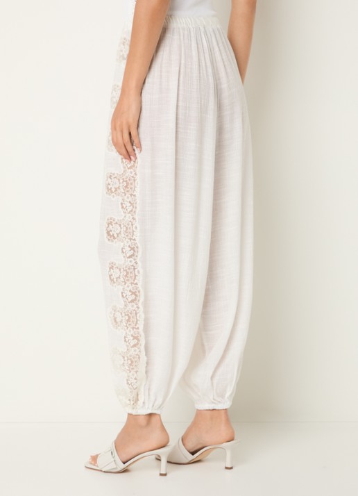 Sandro High waist tapered fit broek in linnenblend - achterkant 2 wit