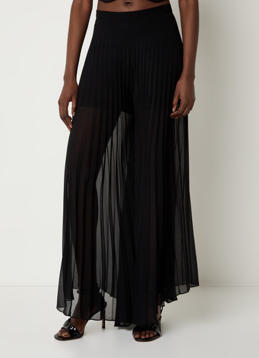 Sandro High waist wide fit palazzobroek met plissé