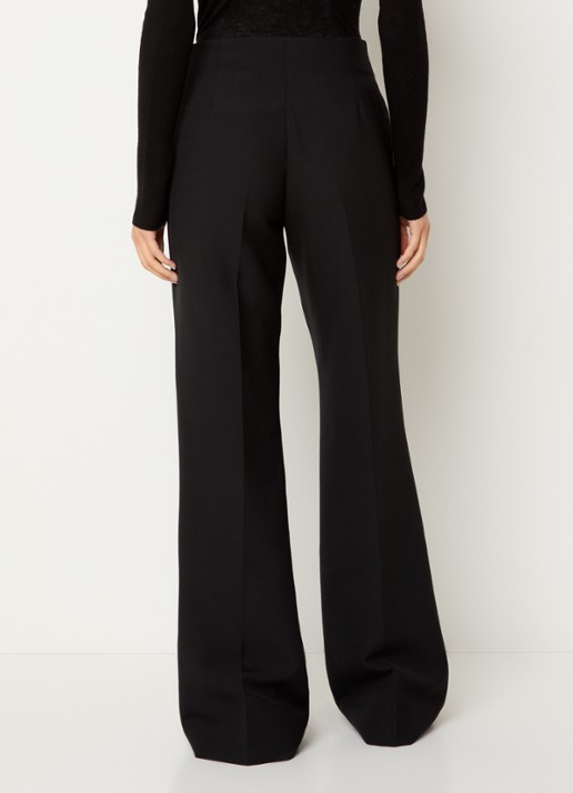 Sandro High waist wide fit pantalon in wolblend - achterkant 4 zwart