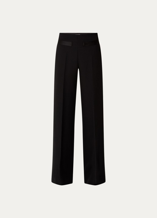 Sandro High waist wide fit pantalon in wolblend - voorkant zwart
