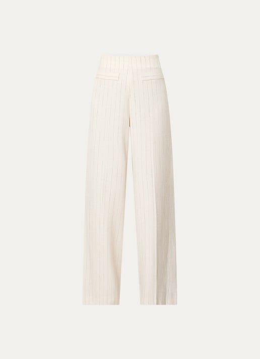 Sandro High waist wide fit pantalon met lurex - voorkant 2 creme