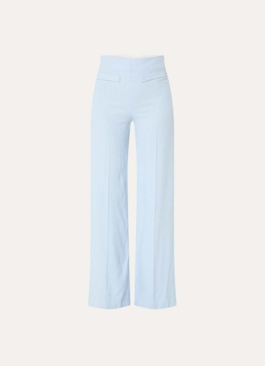 Sandro High waist wide fit pantalon met pailletten - voorkant lichtblauw