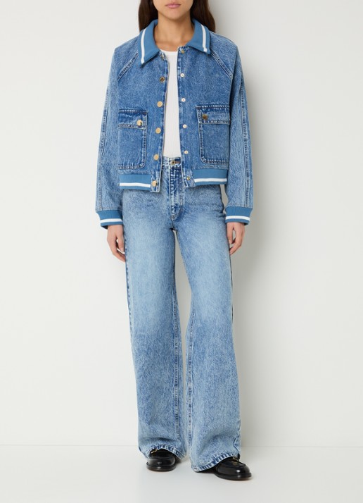 Sandro High waist wide leg jeans met lichte wassing - voorkant 2 indigo
