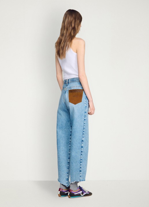 Sandro High waist wide leg jeans met steekzakken - achterkant 6 indigo