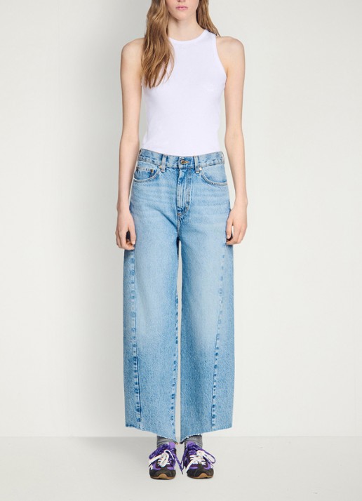 Sandro High waist wide leg jeans met steekzakken - detail 5 indigo