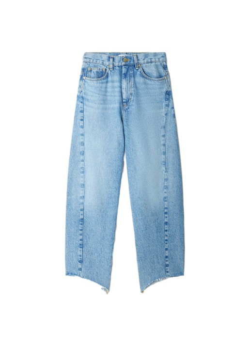 Sandro High waist wide leg jeans met steekzakken - voorkant indigo