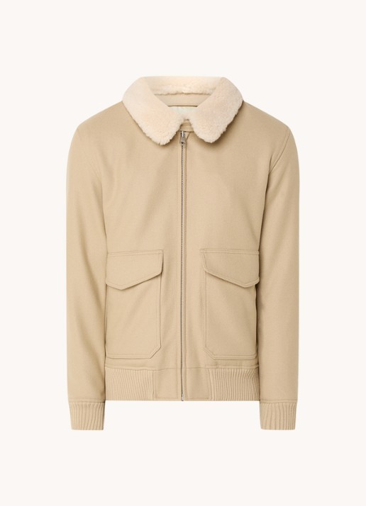 Sandro Jack in kasjmierblend met afneembare kraag - voorkant 2 beige