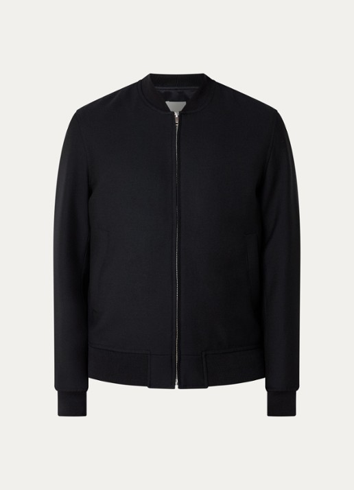 Sandro Jack in wolblend met steekzakken - voorkant donkerblauw