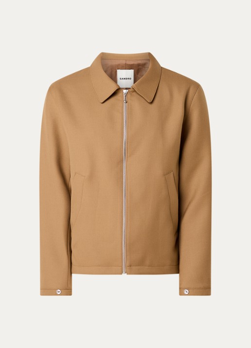 Sandro Jack in wolblend met steekzakken  - voorkant camel