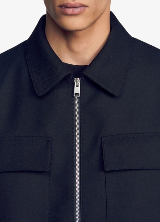 Sandro Jack in wolblend - detail 2 donkerblauw