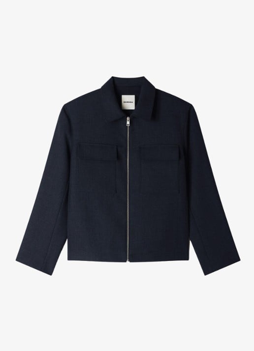 Sandro Jack in wolblend - voorkant 4 donkerblauw