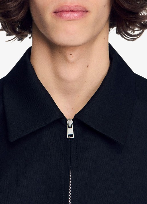 Sandro Jack in wolblend - detail 3 donkerblauw