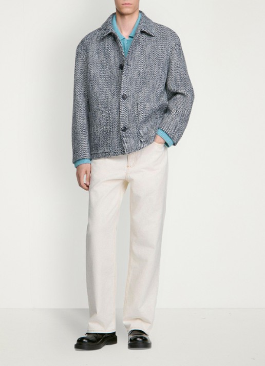 Sandro Jack in wolblend - detail 6 donkerblauw