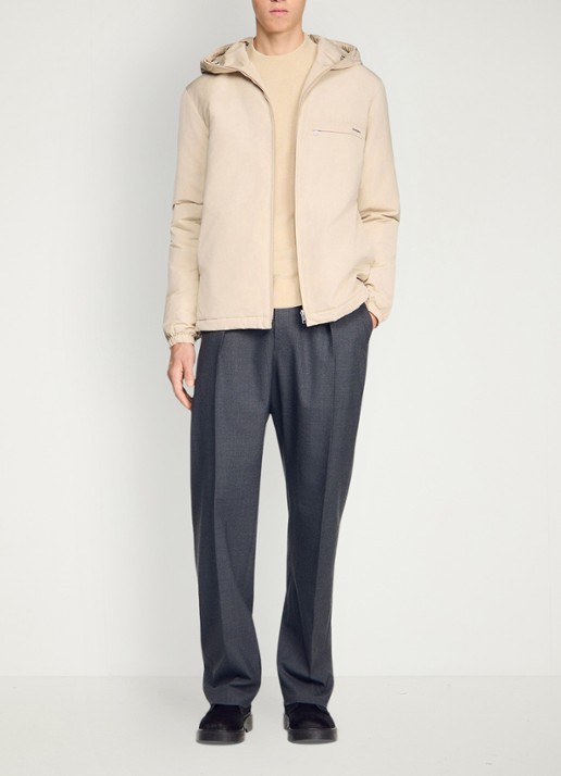 Sandro Jack met capuchon en logo - voorkant 2 beige