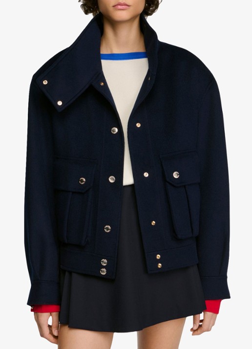 Sandro Jack met klepzakken - detail 4 blauw