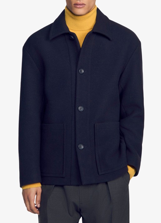 Sandro Jack met steekzakken - detail 4 donkerblauw