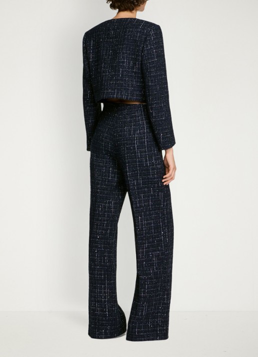 Sandro Jack met tweed-look - achterkant 6 donkerblauw