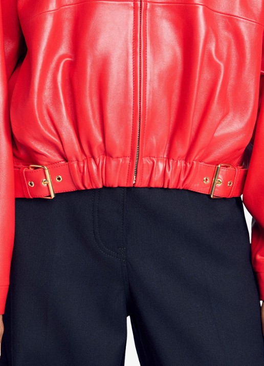 Sandro Jack van imitatieleer - detail 6 steenrood