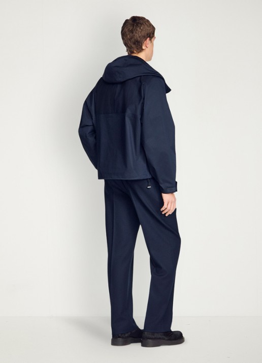 Sandro Jack van katoen met capuchon en opstaande kraag  - achterkant midnight blue / blauw
