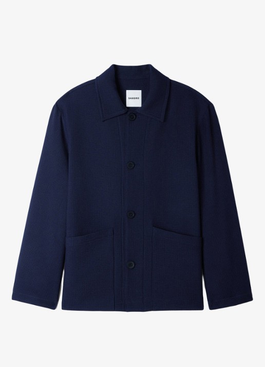 Sandro Jack van scheerwol met opgestikte zakken - voorkant midnight blue / blauw