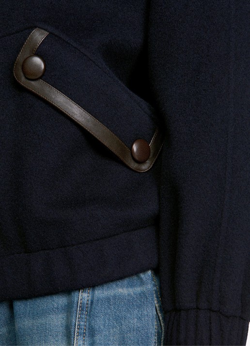 Sandro Jack van wol met details van leer - detail 2 donkerblauw